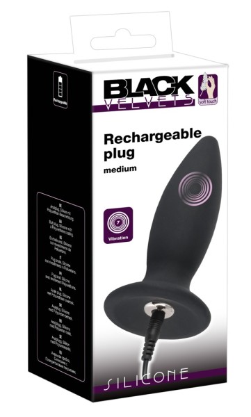 Black Velvets Recharge Plug M: Vibro-Analplug, schwarz - vergleichen und g&uuml;nstig kaufen